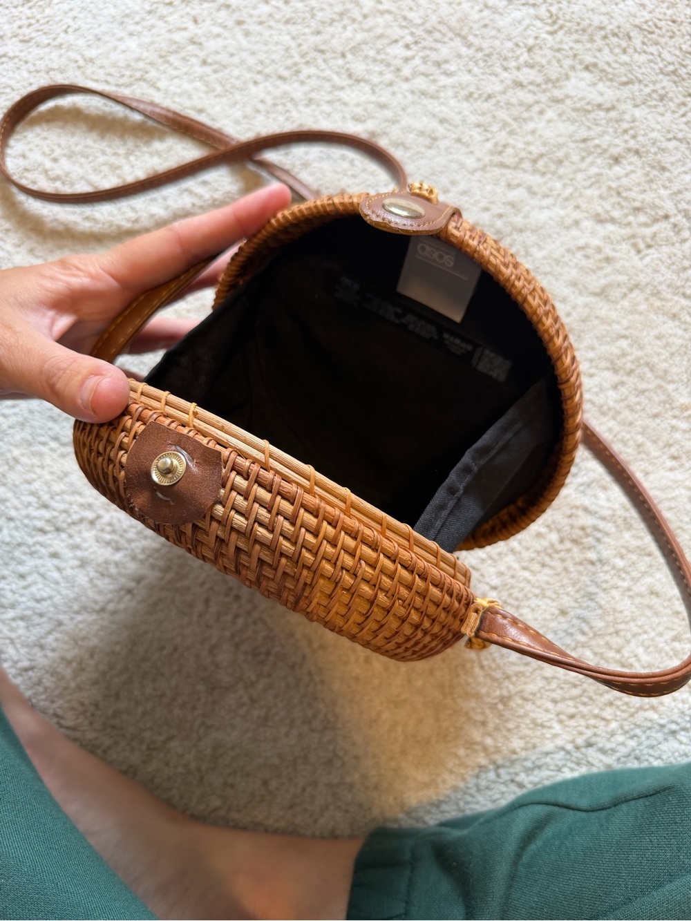 ASOS Tan Woven Round Crossbody Bag
